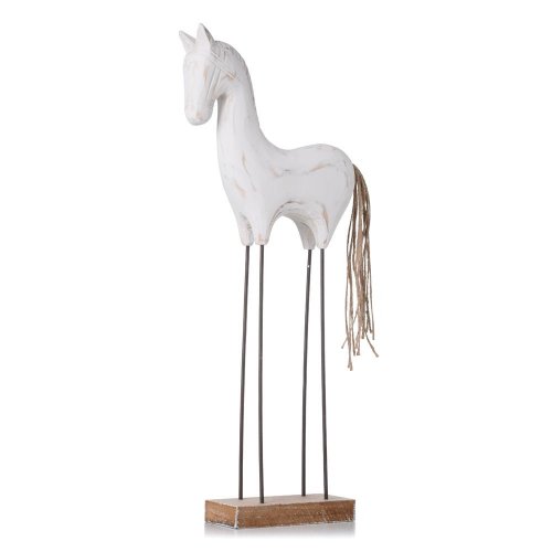 Koník veľký na podst., kov nohy, bie/nat drevo 45*22*6cm