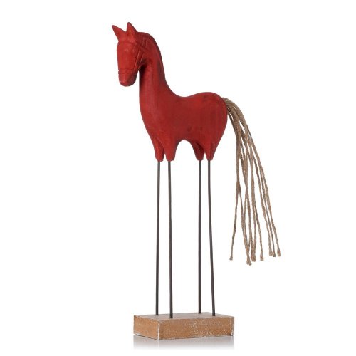 Koník malý na podst., kov nohy, čer/nat drevo 25,5*10*4,5cm