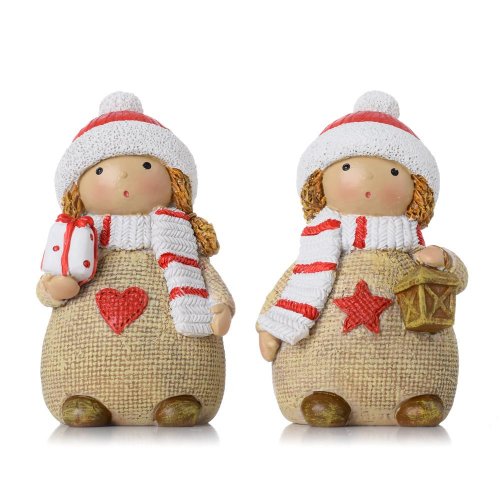 Detičky béž., mikul. čiapka, šál béž/čer/bie mix/2 poly 6*5*10cm