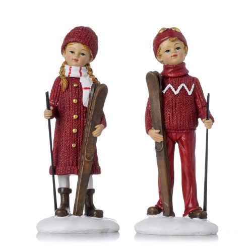 Detičky čerbie/hn s lyžami mix/2 poly 6,5*4,5*16,5cm - Vianočné dekorácie