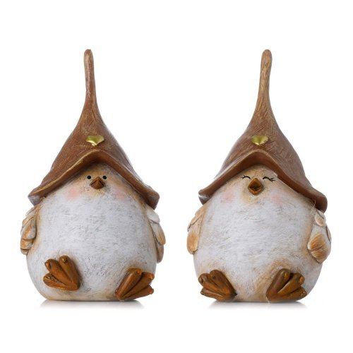 Vtáčik zla/bie/hne s čiapočkou mix/2 poly 7*6*13,5cm