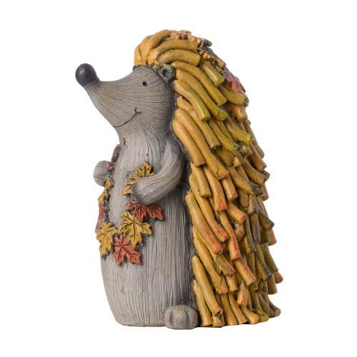 Ježko siv/zel/or polyrezin 10,3x7,5x13cm