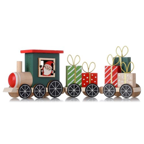 Vlak s 2-vagónikmi darčekmi drevo 21,5x3,5x7cm - Vianočné dekorácie