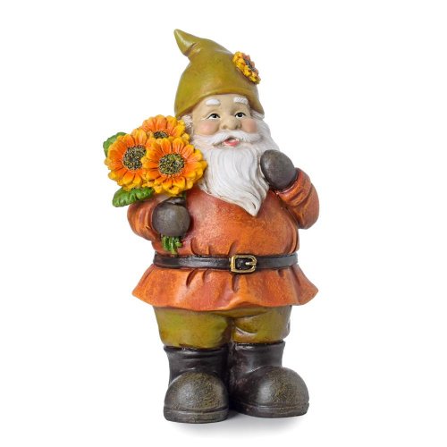 Trpaslík so slnečnicami zel/or poly 9,5*6,5*15cm - Jesenné dekorácie