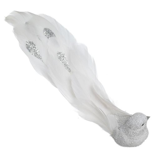 Vtáčik na štipci str/bie gliter perie 22*4,5*5cm