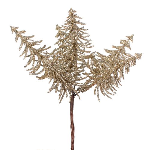 Zápich stromčeky, gliter šampáň 17cm