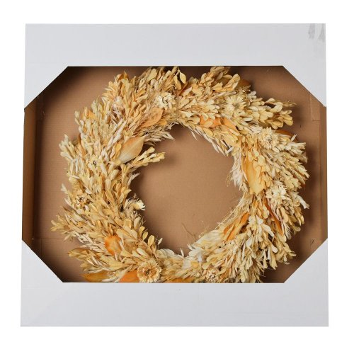 Veniec sušina krém/biely 50cm - Jesenné dekorácie