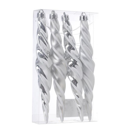 Cencúl točený plast. strieborný mat/lesk s/4 17,8cm