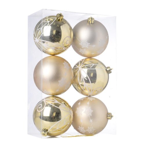 Guľa plast. bl. zla lesk/mat/piesk/mraz s/6 10cm