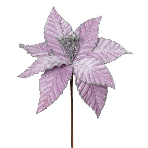 Ks ruža vianočná fialovo/strieborná zamat/gliter 33cm