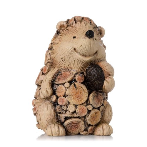 Ježko drev. vzor béž/hne polyrezin 11x9,3x13,8cm