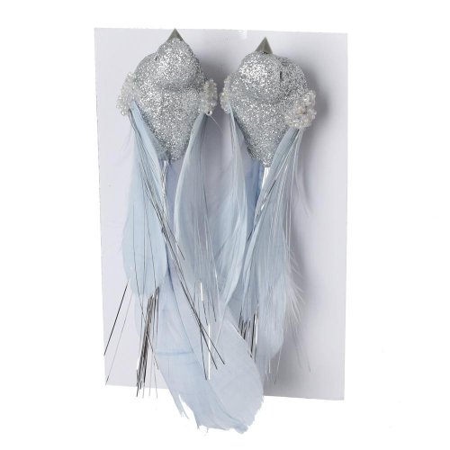 Vtáčik na štipci s/2 perie 13cm sivý