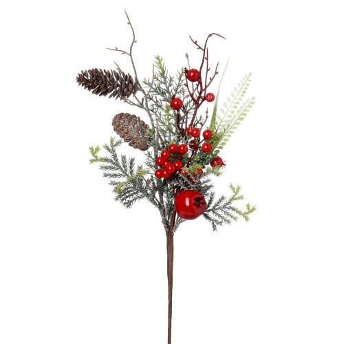 Konárik tuja, šišky, gran. jab., gul, če/hne/zel glit 48cm