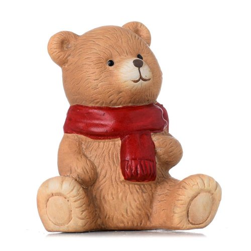 Macko so šálom keramika 8,3x7,2x11,3cm