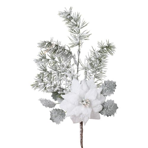 Konárik vian. ruža, čečina, bie/zel sneh 41cm - Umelé kvety