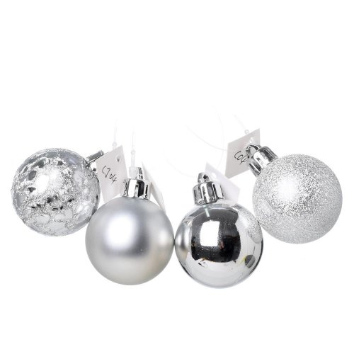 Gule plast. strieborné lesk/mat/piesk/mraz s/12 3cm