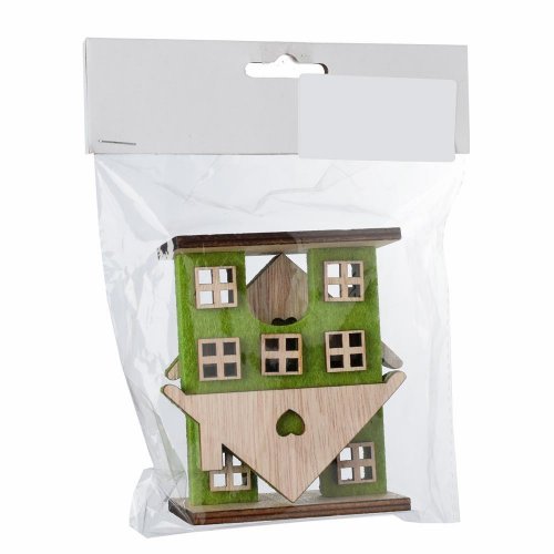 Domček flís v sáčku zel. s/2 9x4x9,5cm