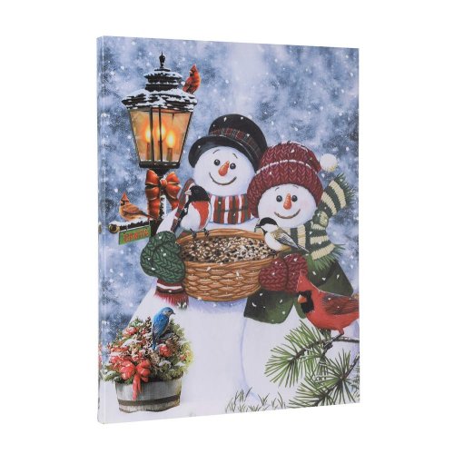 Obraz led snehuliaci 30x40x2,3cm - Vianočné dekorácie