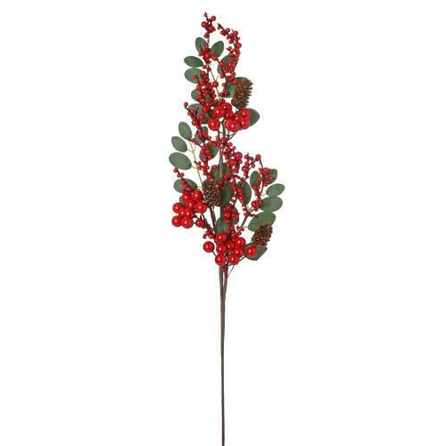 Konárik listy, šišky, čer. bobule 60cm - Umelé kvety