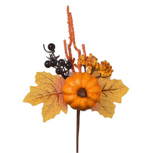 Konárik tekvica, bobuľky, zeleň, or/ žl/ hne 25cm