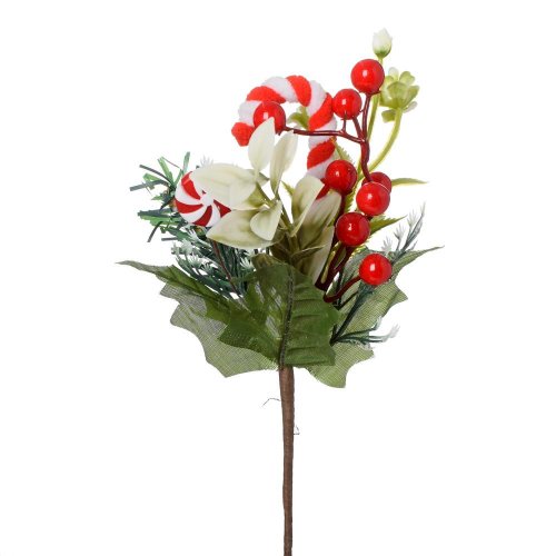 Zápich tuja, červ. bobulky, lízatká, zeleň 24cm - Umelé kvety