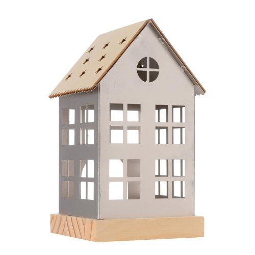 Svietnik domček kov 12,5x11,3x21cm - Vianočné dekorácie a ozdoby