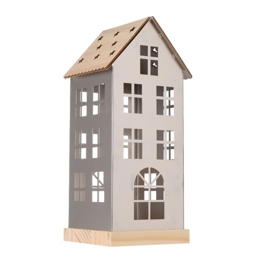 Svietnik domček kov 15x13x33cm