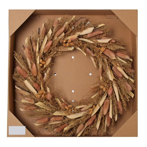 Veniec sušený, lagurus,trávy, bl/ruž/krém 46cm