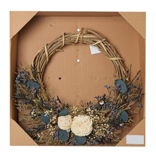 Veniec suš., ruže, eucal,gyps,limo, kré/mod/hne 45cm