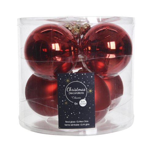 Guľa sklo lesk/matná červená pr.8cm