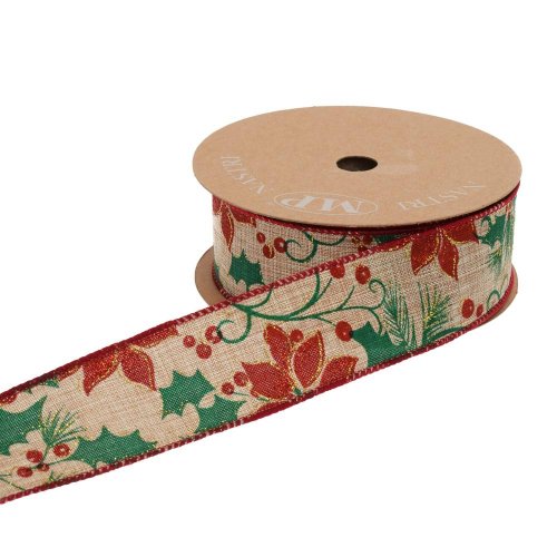 Stuha vian ruža juta 4cm/10m 4273g - Vianočné dekorácie
