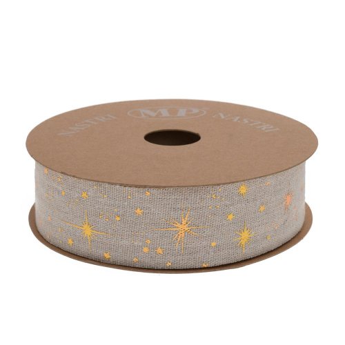 Stuha vian juta hviezdy zlatá 4cm/20m 4948g