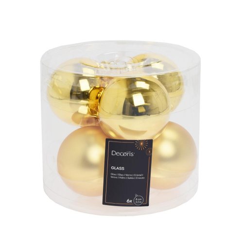 Guľa sklo lesk/matná tm. zlatá pr.8cm