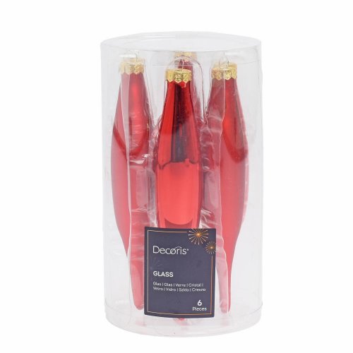 Cencúle červené sklo lesklé/matná s/6 pr.3cmx15cm