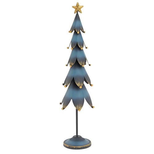 Stromček mod-zla s hviezdou plech 40x11x8cm - Vianočné dekorácie