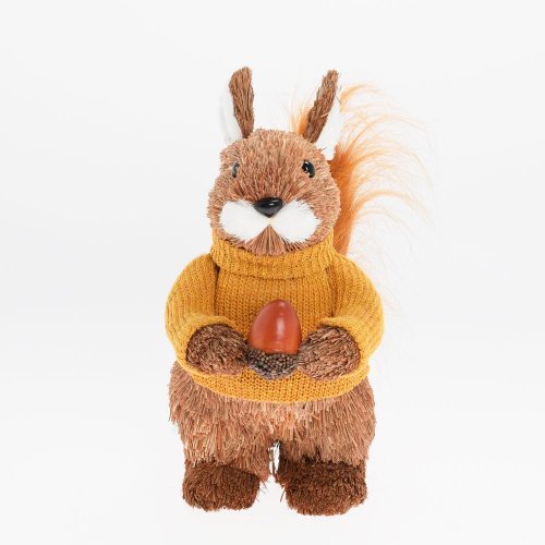 Veverička s orieškom, ora/hne, slama 13*17*26cm