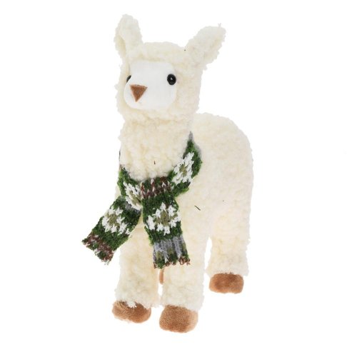 Alpaka stojaca bie, zel šál, polyst/textil 19*8*24cm - Vianočné dekorácie