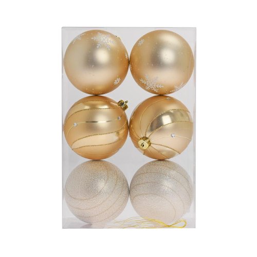 Gule plast. bl. zlaté ornament mix s/6 10cm