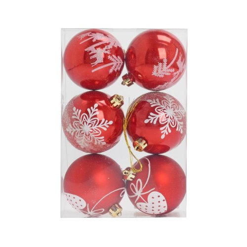 Gule plast. čer/bie ornament mix s/6 8cm - Vianočné dekorácie a ozdoby