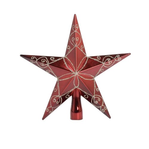 Špic hviezda červ. lesk/ornament plast 20cm - Vianočné dekorácie a ozdoby
