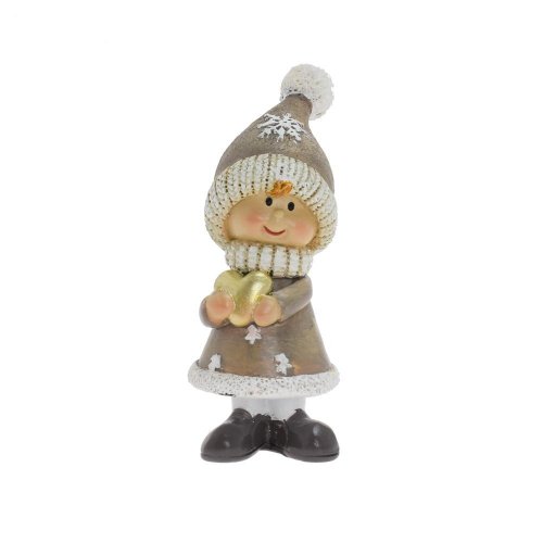 Dievča so srdiečkom béž/zla poly 3,5*3*9cm - Vianočné dekorácie a ozdoby