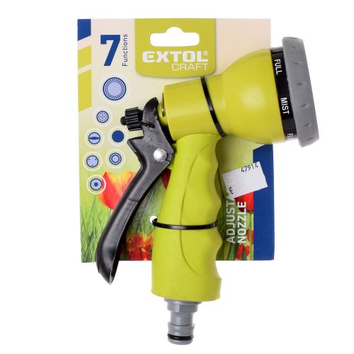 Postrekovač záhradný plast., 7-funkčný, pogumov. rukoväť