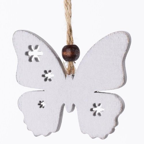 Záves motýľ biely drevo s/4