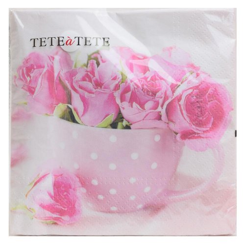 Tl571000 servítky tat roses in a cup 3vrs/33x33cm