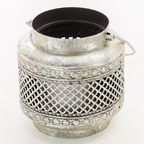 Svietnik kovový vyrezávaný+sklo 10x9,5x9,5cm