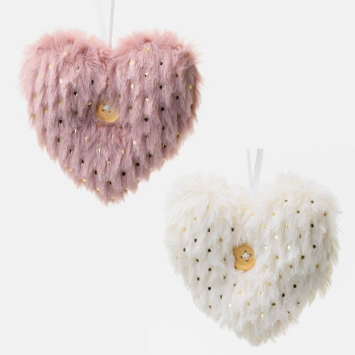 Záves srdce kožušinka mix 11x10cm