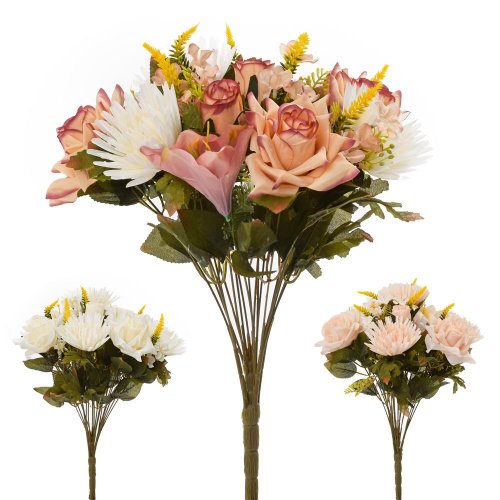 Kytica chryz. + ruža 3f 48cm