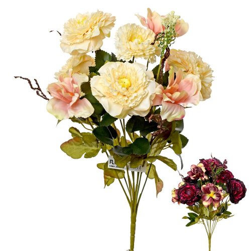Kytica ruža+anemone 2f 44cm