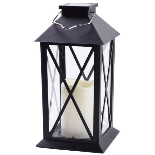 Lampáš čierny solar 1l led 14x14x28cm