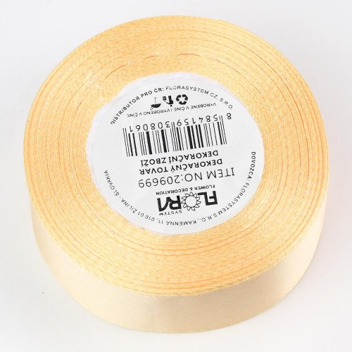 Saten stuha 25mm/15m krémová farba 002